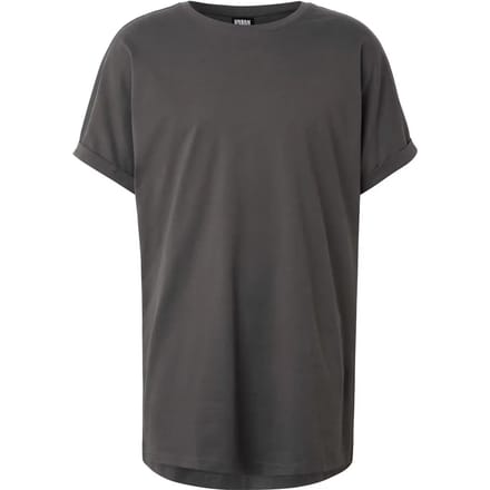 Urban Classics T-shirt - Long Shaped Turnup Tee - S tot 5XL - voor Mannen - donkergrijs