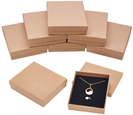 Dailygoods- Geschenkdoos Groot - 8 Pack Kraft Kartonnen Dozen - Geschenkdoos met Deksel - Sieradendoosjes - Verjaardag/Bruiloft - Natuurbruin, Recyclebaar - Sieradendoos