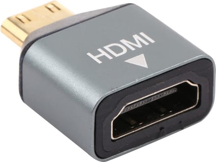 4K Mini HDMI male naar HDMI Female - Compacte gold plated adapter connector - grijs