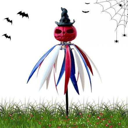 Windspinner Tuin - Buiten decoratie - Halloween versiering - Pompoen vogelverschrikker - 90 cm hoog - Multicolor