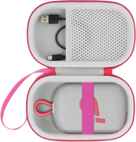 Draagbare Beschermcase voor Bluetooth Speaker - Hard Case met Rits, Ideaal voor Reizen, Wit en Rood