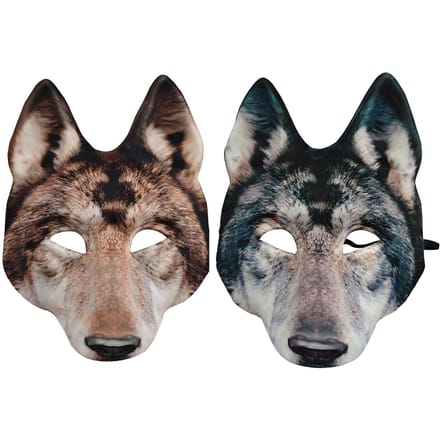 Masques de loup pour fête, lot de 2 One size fits all adults marron/gris