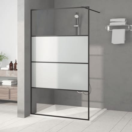 vidaXL - Inloopdouchewand - 115x195 - cm - halfmat - ESG-glas - zwart