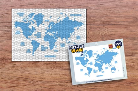 Puzzel Wereldkaart - Blauw - Simpel - Legpuzzel - Puzzel 500 stukjes