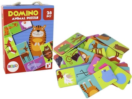 Dubbelzijdige domino-puzzel met dieren - 28-delige puzzel