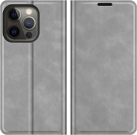 Just in Case hoesje geschikt voor iPhone 13 Pro Max - Hoesje met Pasjeshouder - Luxe Book Case - Grijs