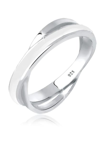 Elli - Ring - Dames Wikkel Modern met wit Emaille in 925 Sterling Zilver - Dames