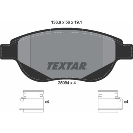Remblokset TEXTAR 2509401, voor