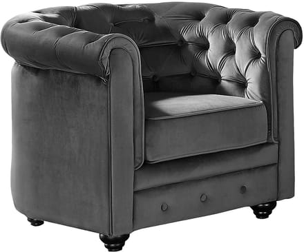 Vente-unique Fauteuil CHESTERFIELD - velours - antraciet
