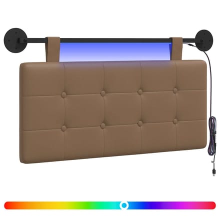 vidaXL - Hangend - hoofdbord - Met - LED-verlichting - Cappuccino - Kunstleer