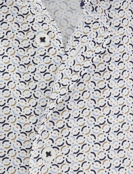 Overhemd Eterna modern fit stretch blauw geprint