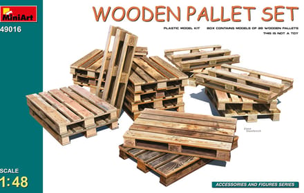 MiniArt Modelbouwpakket Diorama - 49016 Houten Pallet Set voor Diorama - 20 Stuks Plastic - 1:48 - Modelbouw