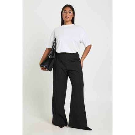 Dames Plus Boohoo Basics Getailleerde Wijdvallende Broek | Zwart | Maat: 50