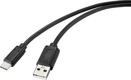 Renkforce RF-4699378 USB-kabel USB 2.0 USB-C stekker, USB-A stekker 1.00 m Zwart Met anti-microbacterieel oppervlak