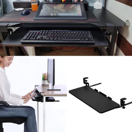 Toetsenbord lade - Onder bureau lade - Ergonomisch werken - Verstelbare klem - 52 cm - Zwart