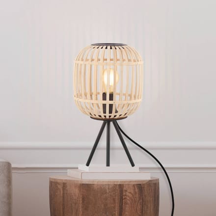 EGLO Bordesley Tafellamp - E27 - 40 cm - Zwart/Hout