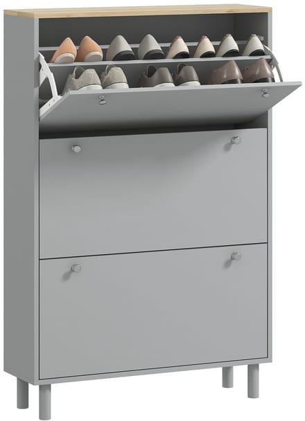 HOMCOM Klapbare schoenenkast 80x23,5x121cm Spaanplaat Grijs