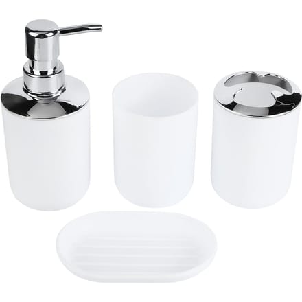 4-delige set Badkamerkit Accessoire Plastic Lotionfles Opbergbeker Spoelbeker Zeepbakje wit
