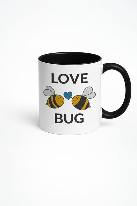 Love Bug Mok met Schattige Bijen & Blauw Hart | Liefdes Beker Cadeau