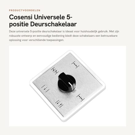 Dailygoods - Universele 5-positie Deurschakelaar met Draaischakelaar