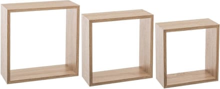 5five Wandplank Cube Set van 3 - Natuurlijk Eiken, 30 x 30 x 12 cm