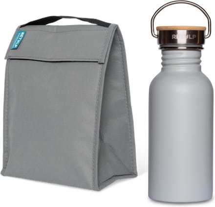 Retulp - Voordeel pakket Drinkfles + Koeltas - Waterfles - Lunchzak - Grijs - Set van 2