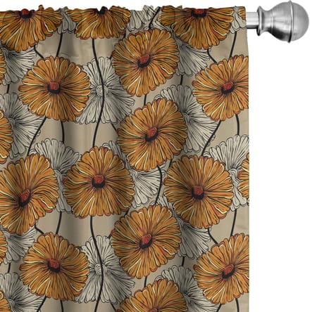 ABAKUHAUS Bloemen gordijnen – 2-delige set 75x175 cm – microvezel
