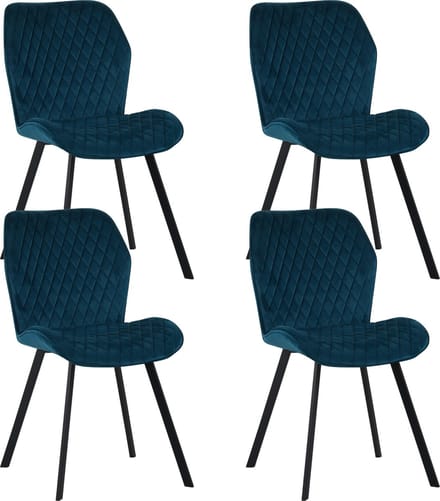 Colenis® - Rio eetkamerstoel - Set Van 4 - Petrol - Fluweel - Velvet - Industrieel - Stoel