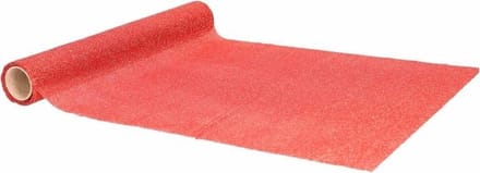 Home & Styling Tafelloper - rood - glitters - L250 x B28 cm - polyester - tafelkleed loper