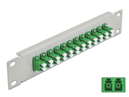 Delock 10″ Fiber Optic Patch Panel 12 Port LC Duplex green 1U grey