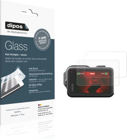 dipos – 2x Matte Pantserfolie geschikt voor GoPro Mission 1 Pro | 9H Screenprotector