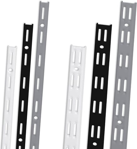 Set van 2 Zwarte Wandrails voor Plankdragers met 50mm Rastermaat - 50cm Lang