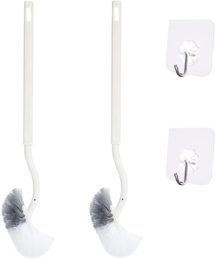 Dailygoods - Set van 2 Toiletborstels met Gebogen Handgreep voor Dieptereiniging