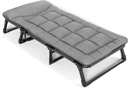 Kampeerbed - Opvouwbaar Bed - Buiten Ontspannen - Verstelbare Rugleuning - 190 cm - Zwart