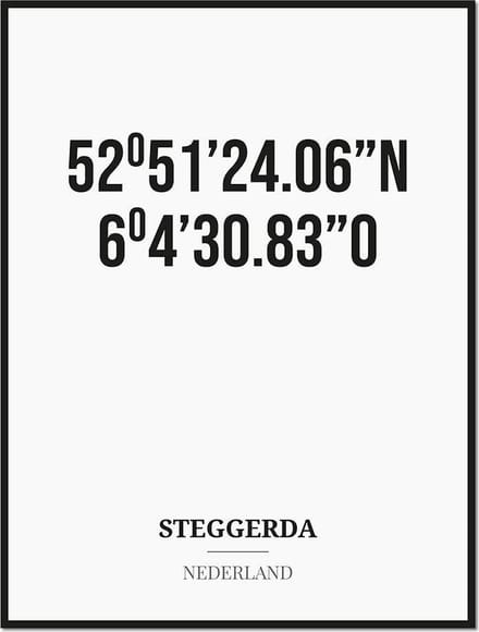 Poster/kaart STEGGERDA met coördinaten