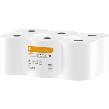 Handdoekrol Satino PT1 HiCycle 2-laags 6x150m wit 319290