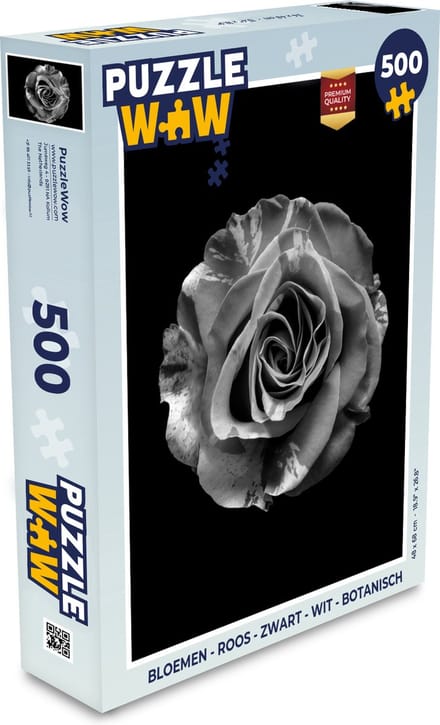 Puzzel Bloemen - Roos - Zwart - Wit - Botanisch - Legpuzzel - Puzzel 500 stukjes