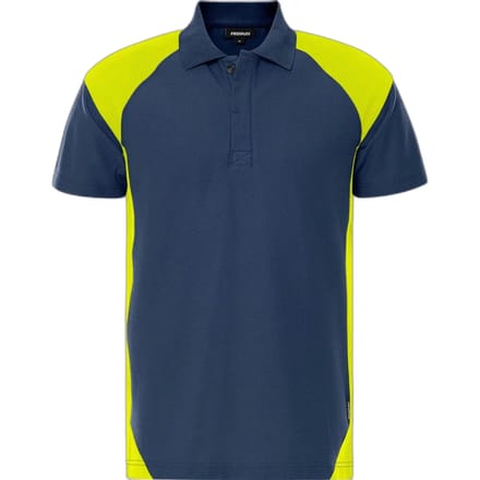 Fristads Heavy poloshirt 7047 GPM - Marineblauw/hi-vis geel - S