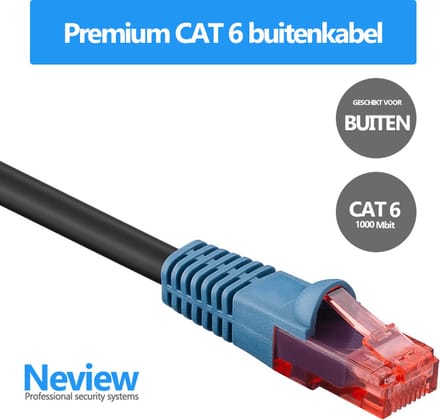Neview - 60 meter premium UTP buitenkabel - CAT 6 - Zwart - UV bestendig - (netwerkkabel/internetkabel)