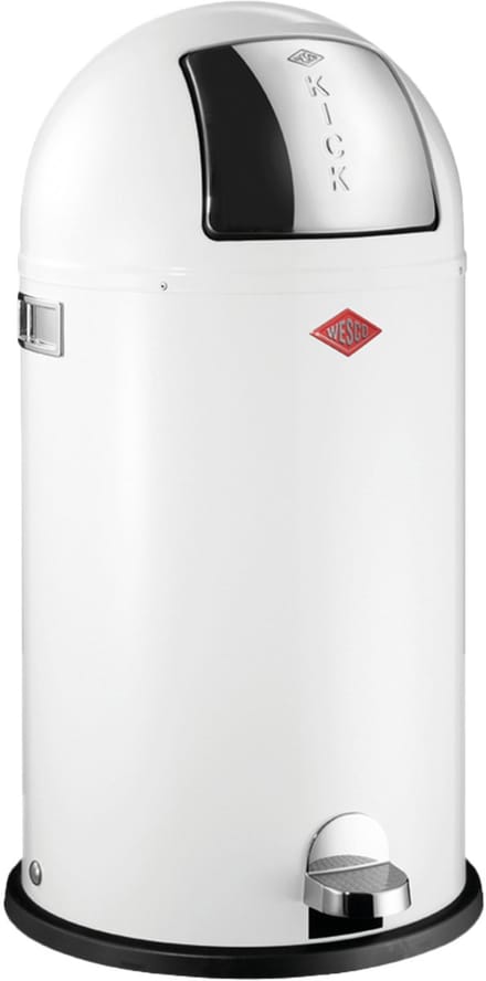WESCO Kickboy Prullenbak | Pedaalemmer | 40 Liter | Metaal - Wit | Afvalbak - Made in Germany