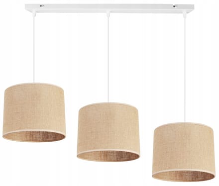 Light Home JUTA - Hanglamp 3-Lichts Balk - Stoffen Kap Ø20 cm - Beige - E27
