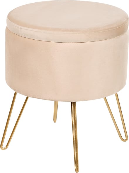 SILAS - Poef - Lichtbeige - Fluweel