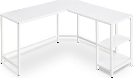 Computerbureau - Bureau - Studietafel - Spaanplaat en staal - Ruim werkoppervlak - Stevige constructie - Eenvoudige montage - Esdoornwit - 138 cm x 138 cm x 76 cm