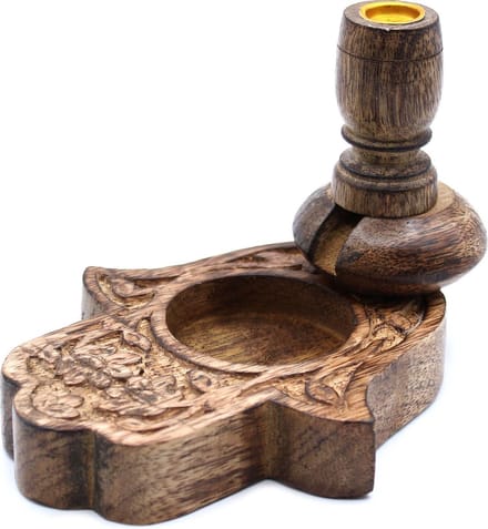 Kleiner Mango Holz Räuchergefäß - Hamsa 2. Stuks
