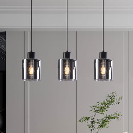 LumenXL - Zwarte hanglamp Palaio - smoke glas, 3-lichts