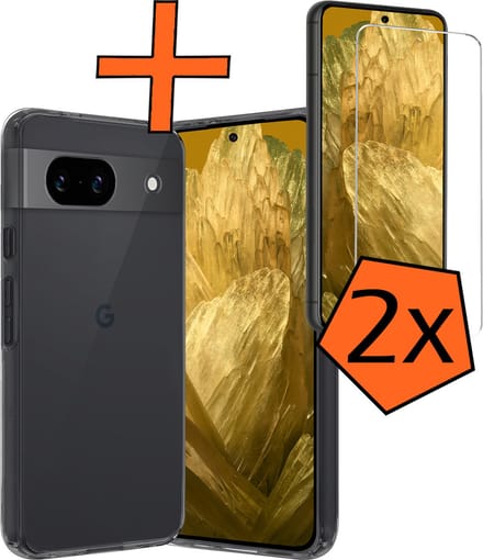 Hoes - Met 2x Screenprotector - Geschikt voor Google Pixel 8a - Sterk & Shockproof - Back Cover - Siliconen Case - Telefoon Hoes - Transparant
