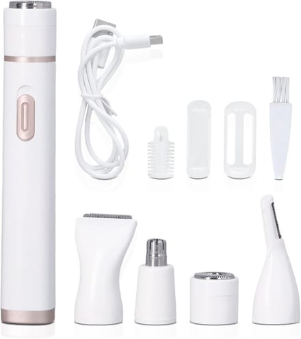 Elektrisch Scheerapparaat - Damesontharer - Gladde Huid - 5 Multifunctionele Koppen - USB Oplaadbaar - Wit