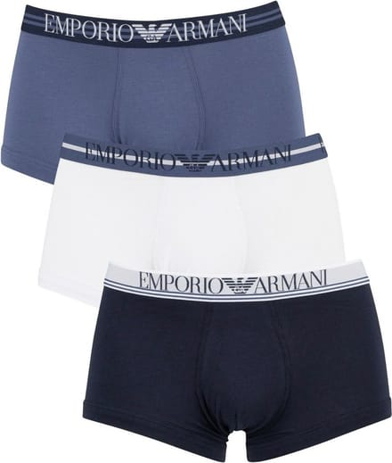 Emporio Armani - Heren - 3-pack Trunk - Donkerblauw, Wit - XL