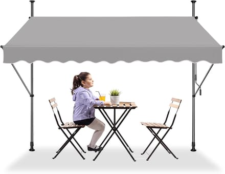 ACXIN Klemmarkies Balkonmarkies - Uitschuifbare Zonwering Handkurbel - 350x120cm Grijs