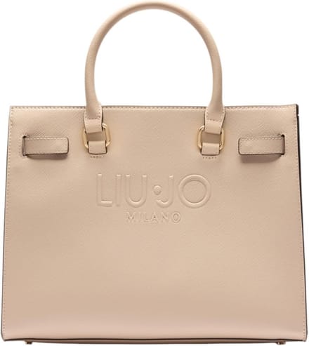 Dames Handtas - Schoudertas Tas - Dagelijks Gebruik - Embossed Logo - 32 cm Breed - Licht Beige